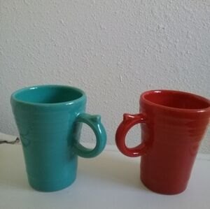 Colorful Ceramic Mug Set - Red and Teal